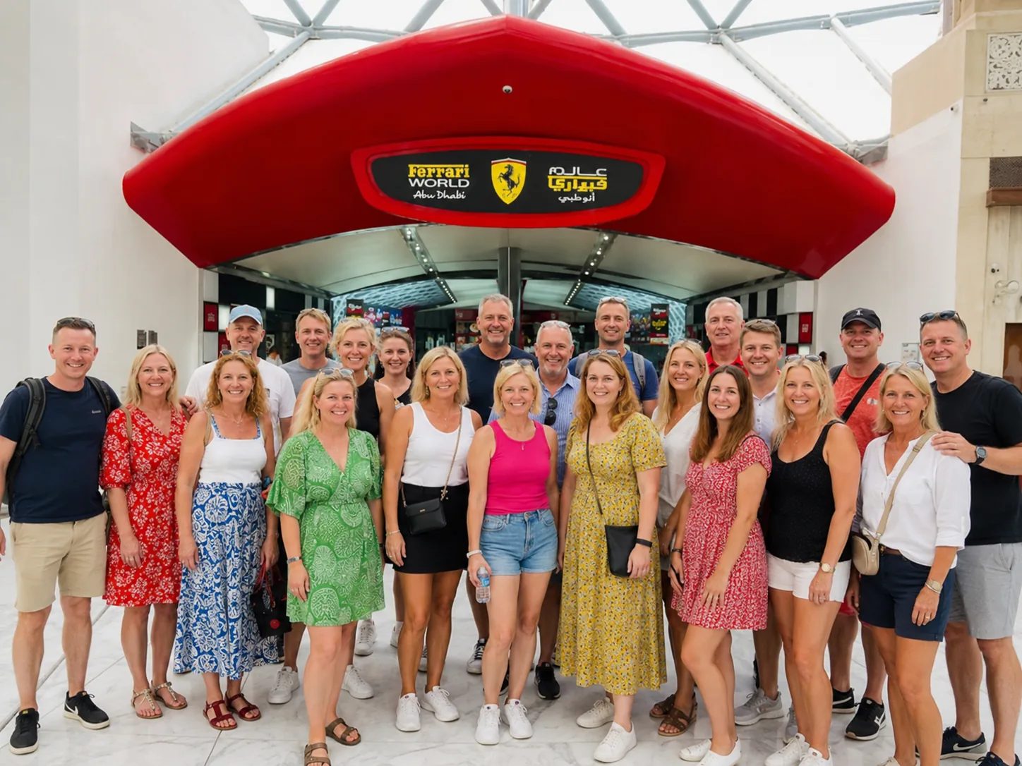 Tour group at Ferrari World Abu Dhabi arranged through Arabiers