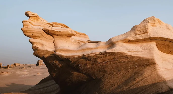 Al Wathba fossil dune formation in clear morning light near Abu Dhabi