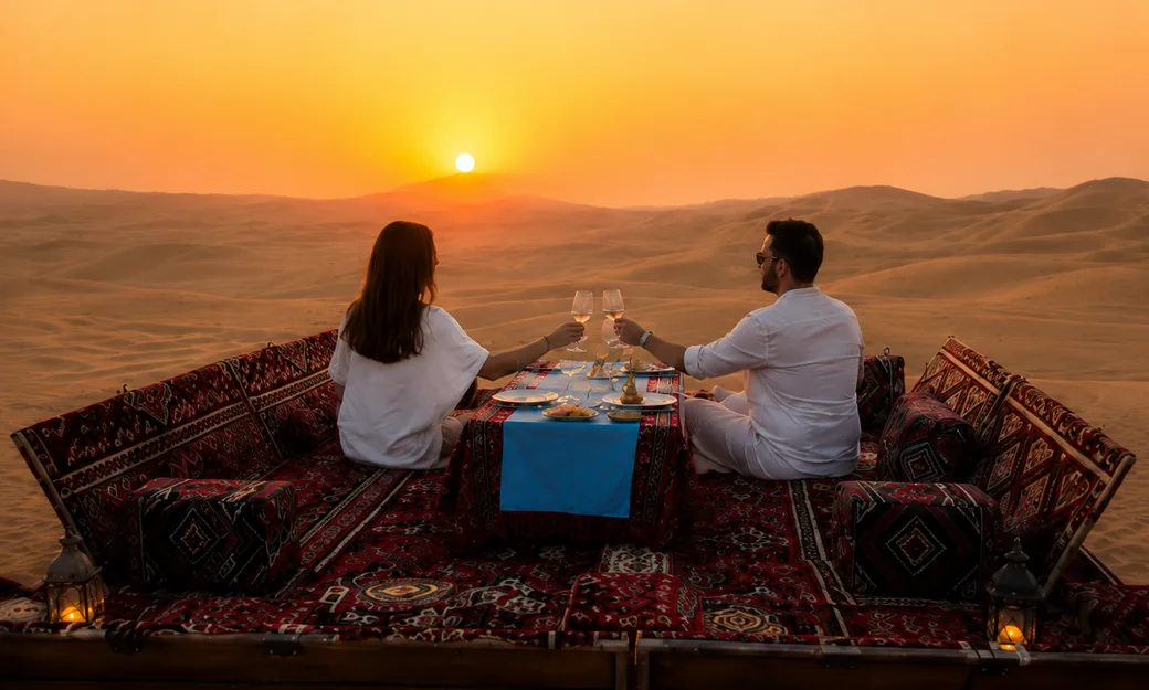 Private Sunset Dune Majlis dinner in Abu Dhabi
