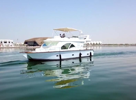 55 ft Gulfcraft yacht exterior at Abu Dhabi marina