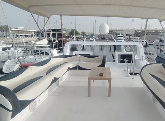 55 ft Gulfcraft yacht cabin interior in Abu Dhabi