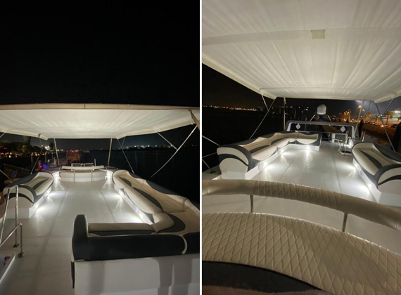 55 ft Gulfcraft yacht deck area for Abu Dhabi charter