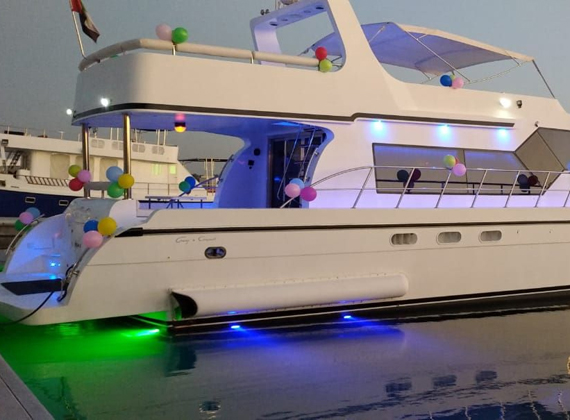 70 ft Gulfcraft yacht exterior with flybridge in Abu Dhabi