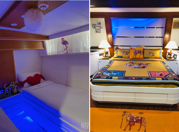 70 ft Gulfcraft yacht cabin area in Abu Dhabi