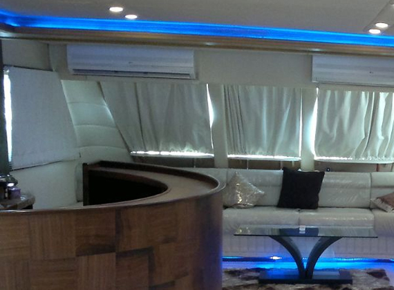 85 ft yacht cabin area for private events in Abu Dhabi