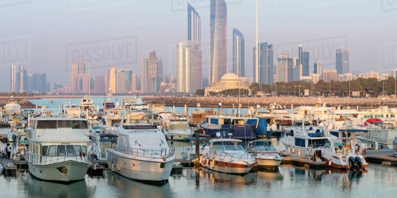 Yachts docked at Abu Dhabi Marina near Marina Mall