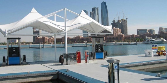 Emirates Palace Marina waterfront in Abu Dhabi