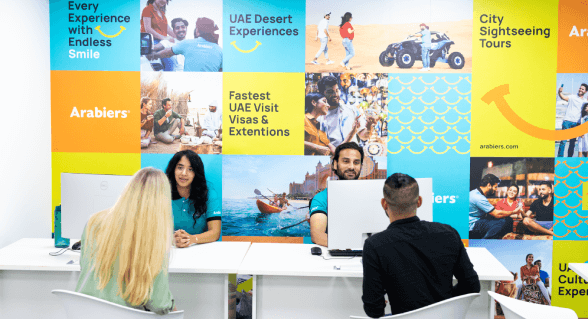 Collage of UAE desert safari, city tour and travel by Arabiers
