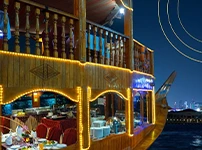 Dubai Creek Royal Dinner dhow cruise at night