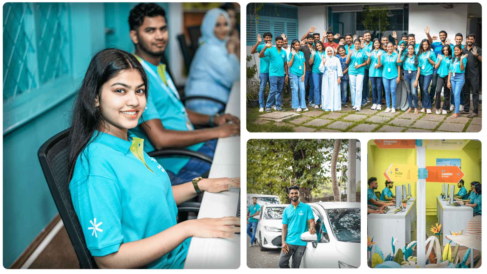 Arabiers Holidays Sri Lanka office staff at work, group, welcoming guests in Sri Lanka